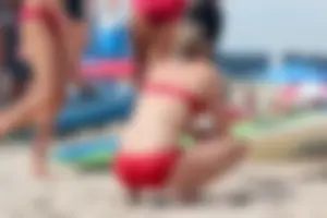 Lifeguard tournament girls on the beach