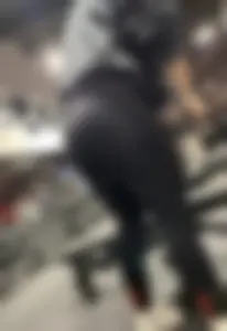 Thick booty working out at the gym in black leggings