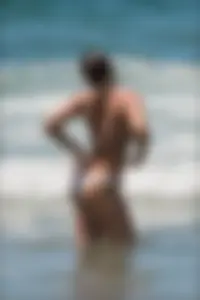 Hot ass candid beach babe in white thong bikini with camel toe