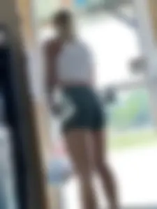 Brunette College Babe Tight Booty Sweatshorts VPL