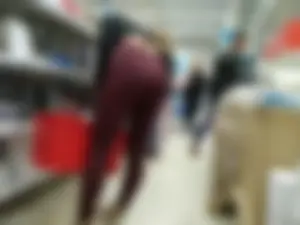 Fit Blonde in Red Jeans with Hot Ass and Muscular Ass at the Supermarket Creepshots