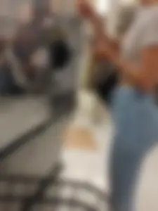 Slim cutie in jeans with a perfect ass from the grocery store