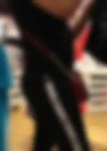 Mature sexy lady in Pink leggings shopping at Pink