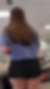 OC. Petite brunette with big round ass (slight cheek peek)