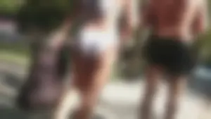 Girl with a nice ass in wet white bikini bottom