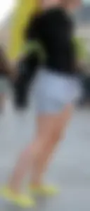 2 pretty blonde friends out in shorts