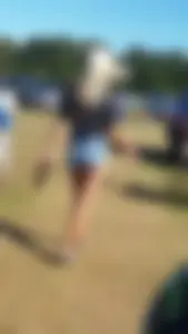 Hot Stocky Blonde with Muscular Legs and Tight Ass in Denim Shorts Countryside Creepshots