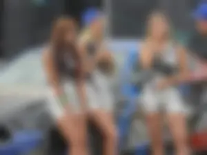 Car show models in sexy short outfits