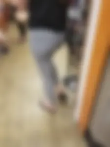 Nice Ass in Grey Leggings and Feet in Flip-Flops Home Creepshot