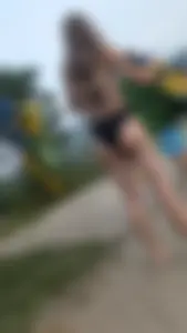 beautiful tight brunette hair girl in black bikini. OC