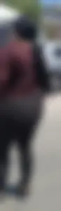 (OC) big butt thick short girl in black leggings VPL