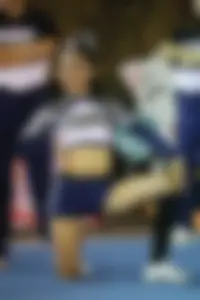 Bunch of athletic Thai cheerleaders at a competition