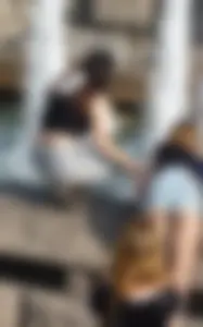 Girl with Hot Booty and Legs in Denim Mini-Shorts by the Fountain Street Candid
