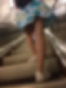 Cute Teen with Skinny Legs Subway Candid, Nice Dress