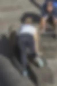 Blonde with see through leggings and no panties exercising in public in London