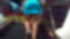 Girl leaving the gym in tight blue skirt with a nice ass
