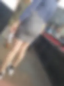 TIght grey skirt on a plump teen