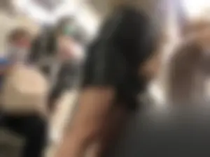 Cute Tattooed Girl in Leather Skirt Subway Train Creepshots Gallery