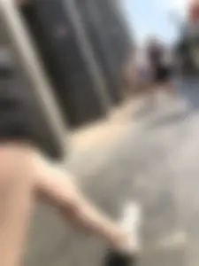 Blonde candid teen in shorts, great street creepsots