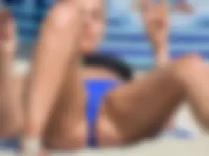 Closeups of sexy beach girls crotch in bikini