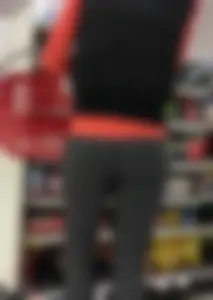Skinny and tall milf shopping at Target in tight leggings