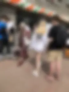 Blonde candid teen in shorts with hot slim legs street creepshots