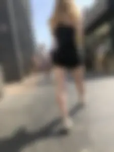Blonde candid teen in shorts, great street creepsots
