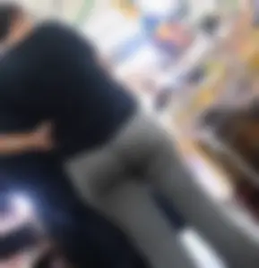 Milf with round and tight butt in gray leggings