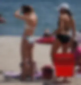 2 cute beach girls in bikinis