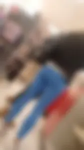 Amazing tight little ass in blue leggings!