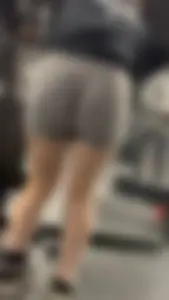 Tight Grey Gym Shorts (Crazy Vpl and Bends Over)