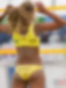 Hot Tanned Female Volleyball Player Candid Photo
