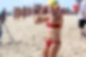 Lifeguard tournament girls on the beach