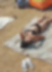 Stocky Girl Chilling on a Beach Creepshot