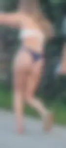 Busted capping sexy white girl in thong bikini