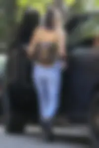 Kendall Jenner in West Hollywood with pokies and in tight jeans