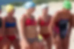 Lifeguard tournament girls on the beach