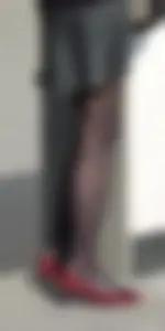 Legs in Black Lacey Pantyhose Street Candid Closeup