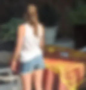 A neighbors cousin showing her pussy lips in short jean shorts