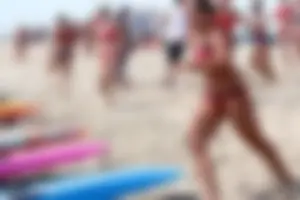 Lifeguard tournament girls on the beach