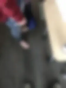 Legs in Tight Jeans and Slippers Candid Photos