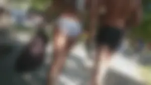 Girl with a nice ass in wet white bikini bottom