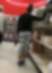 Black and white patterned leggings booty on cute girl at Target