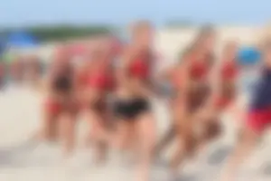 Lifeguard tournament girls on the beach