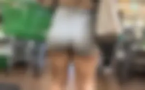 Blonde with fantastic ass and thighs in grey shorts (OC)