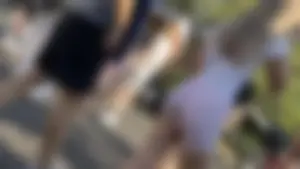 Hot blonde in pink scrunch booty shorts [OC]