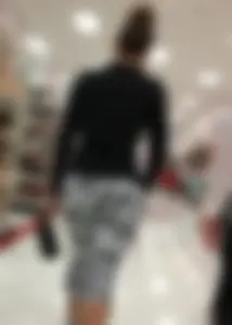 Black and white patterned leggings booty on cute girl at Target
