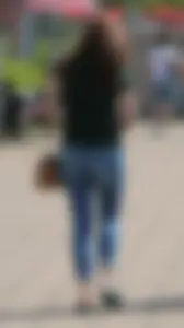 Redhead booty walking in tight jeans