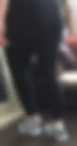 Chubby girl in leggings and sneakers home candid pics