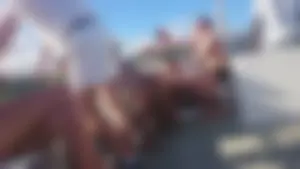 Girl with a nice ass in wet white bikini bottom